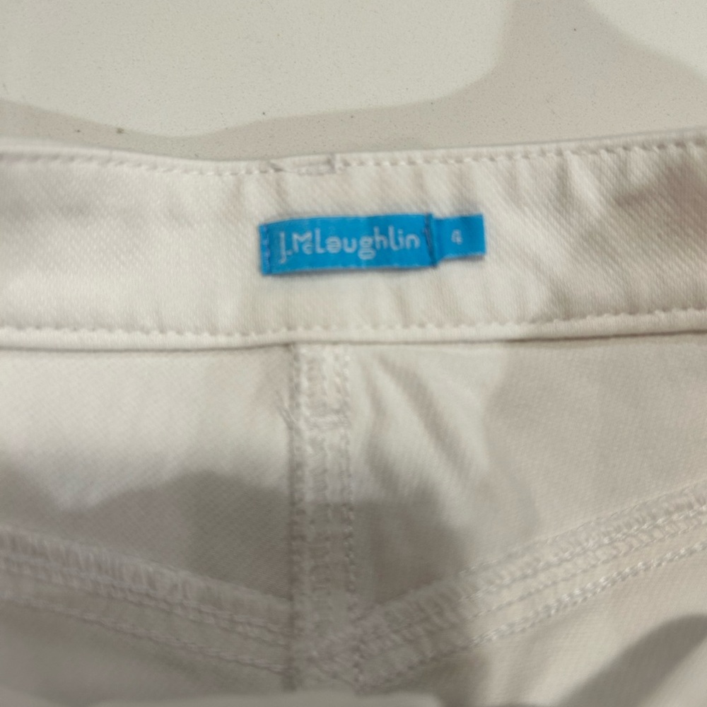 J. McLaughlin preppy classic summer white denim mini knee length skirt size 4 - Picture 8 of 9